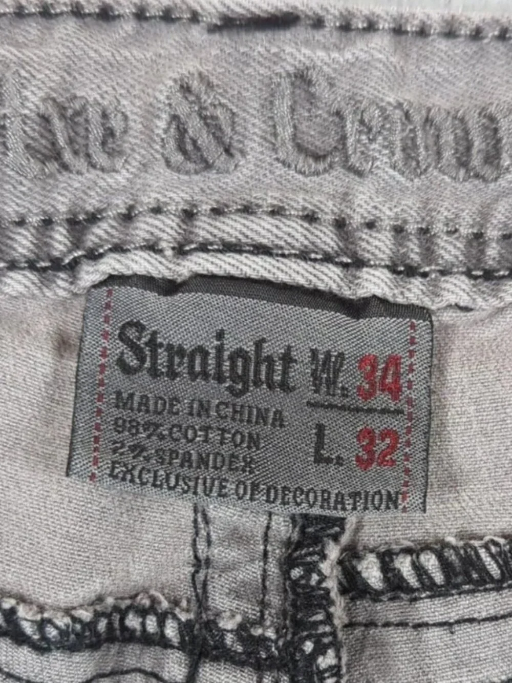 Axe & Crown Jeans Men's 34x32 (Actual 34x30) Gray Denim Straight Leg Stretch